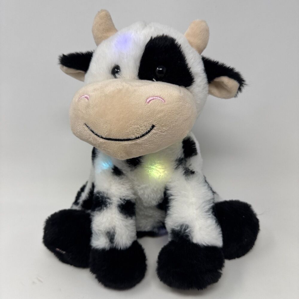 LED Musical Stuffed Cow Lighting up Singing Plush Toy Adjustable Volume Lullaby